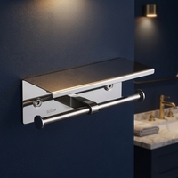 Porte-rouleau de papier toilette mural en acier inoxydable 304 avec étagère pour salle de bain