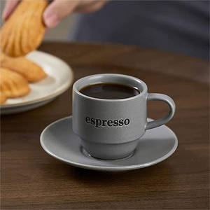 Ensemble de tasses à thé en porcelaine Upclay tasses à <span class=keywords><strong>expresso</strong></span> <span class=keywords><strong>avec</strong></span> soucoupes et <span class=keywords><strong>support</strong></span> en métal tasses à café <span class=keywords><strong>expresso</strong></span> empilables de 4 oz - Product Image 5