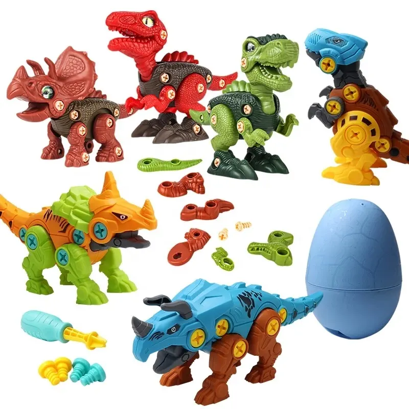 Children boy disassemble dinosaur egg toy-DIY STEM assembling educational toy set gift