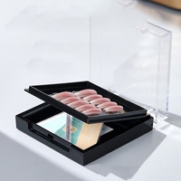 Boîte d'emballage transparente carrée personnalisée avec logo pour faux ongles, en plastique à deux couches, pour présentation et rangement des capsules d'ongles, nouveau design