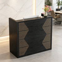 Comptoir de réception moderne en bois noir, comptoir carré, mobilier commercial durable pour bureau, hall d'hôtel