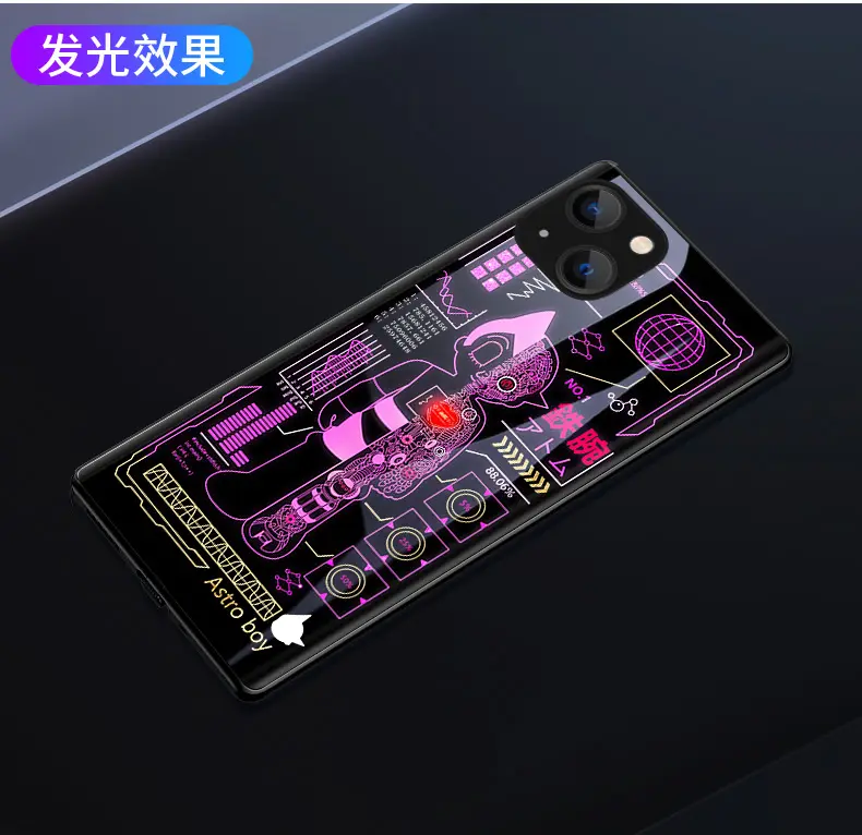 Customize Gameboy Anime Voice Control Incoming Call Luminous Flashing Light up Glass Led Phone Case for Oppo Realme