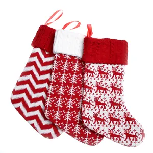 豪华毛绒针尖红色圣诞装饰儿童圣诞袜礼品