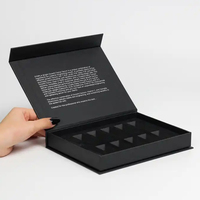 Emballage de parfum en carton rigide avec logo personnalisé, boîte cadeau noire magnétique avec insert en mousse