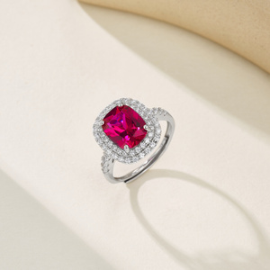 Exquisite Women's S925 Sterling Silver Rhodium Plated Classic Ruby <b>Wedding</b> <b>Ring</b> - Product Image 4