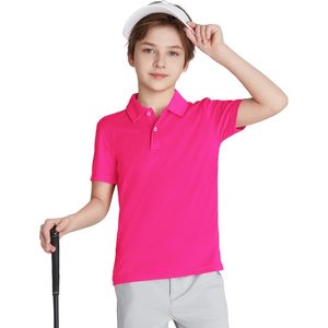 Polo de performance pour garçons 100% polyester, séchage rapide, vêtements de golf, uniforme scolaire, UPF 50+, col chemise, manches courtes - Product Image 1