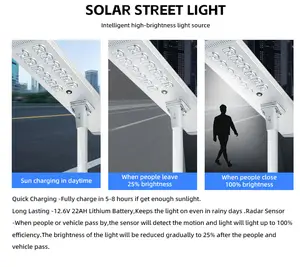Lampu Jalan LED aluminium semua dalam satu, lampu jalan tenaga surya komersial OEM tahan air 80W layanan SKD harga perumahan