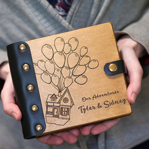 <span class=keywords><strong>Album</strong></span> fotografico in legno rilegato in pelle con personalizzazione dei tuoi nomi e della data - Product Image 4