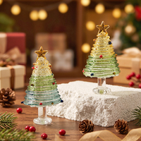 Großhandel Maßgefertigte Zweifarbige Murano-Glas Weihnachtsbäume Handgefertigte Lampwork Farbverlauf Kristall Weihnachtsbaum-Figuren Lieferant