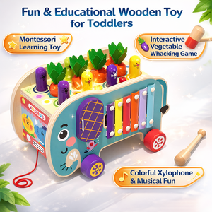 Coffre-fort en bois multifonctionnel en forme d'éléphant, amusant et engageant, idéal pour les jeux de tirage/<span class=keywords><strong>xylophone</strong></span> des enfants, jeux familiaux et préscolaires - Product Image 2