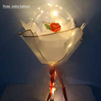 Bouquet de roses en ballon lumineux LED Bobo Globos San Valentin Ensemble de fleurs décoratives pour la Saint-Valentin Boîte cadeau