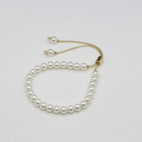 Haute qualité plaqué or cuivre laiton perlé Bracelet coeur breloques perle perles réglable bijoux de mode pour les femmes cadeau de mariage