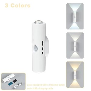 Lampe murale intelligente à dégradé de couleurs, rechargeable, avec détecteur de mouvement, RGB, lumière d'ambiance nocturne changeante de couleur, décoration d'ambiance pour chambre à coucher - Product Image 4