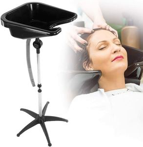 Muebles para Salón de Belleza, Sillas con Lavabo para Lavar el Cabello, Lavabo Portátil para Champú, Negro - Product Image 1