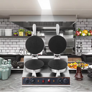 Kommerzieller 2-Platten-Waffelkegel-Maker für Eiscreme, Multifunktions-Waffeleisen, Geeignet für Restaurants & Hotels - Product Image 3