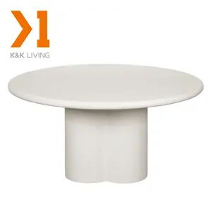 Factory Hot Sale Round Cement Top Dining Table With Clay Sturdy Leg For 4-6 People