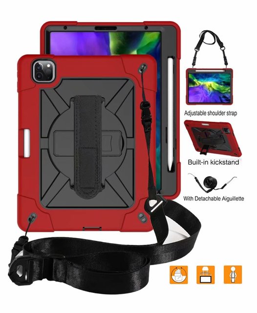 Smart kids silicone shoulder belt rotating fold stand hand strap tablet cover For Apple iPad Air 4 10.9 inch 2020 tablet case