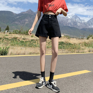 Shorts en jean taille haute streetwear pour <span class=keywords><strong>femme</strong></span>, nouvelle collection printemps/été, coupe droite amincissante, couleur unie, polyvalent et très tendance - Product Image 2