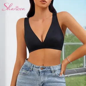 Sharicca – soutien-gorge sans fil, Mulus BH, soutien-gorge Triangle doux et soyeux, Non rembourré, noir, sans couture, pour femmes