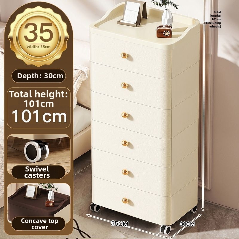 35-sided wide drawer cabinet 6 layers-milk white