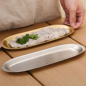 Plateau ovale durable en <span class=keywords><strong>acier</strong></span> inoxydable pour crevettes, boulettes de bœuf, sushis, barbecues, et snacks créatifs – Vaisselle de table pour fondue - Product Image 5