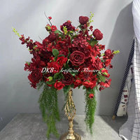 Décoration florale de mariage de luxe, rose artificielle en soie bordeaux et orange, chrysanthème, couleurs d'automne, centre de table de 60 cm
