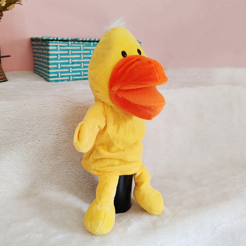 Burattino a mano a forma di pulcino intero con bocca apribile