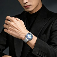 Montre à quartz pour homme Mark Fairwhale, cadran bicolore en forme de coussin, étanche 30 m, bracelet en maille milanaise, montre-bracelet fine de 9 mm, FW-5085