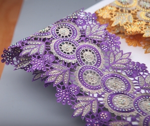 Wide Embroidered Handcrafts <strong>Net</strong> <strong>Lace</strong> <strong>Trim</strong> Ribbon With Rhinestones Wedding/Birthday Decorations Mesh Applique Sewing <strong>Lace</strong> - Product Image 3