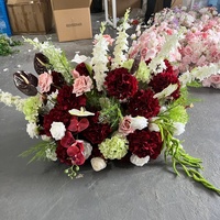 Bouquet de mariée K98 de haute qualité, arrangement floral pour demoiselles d'honneur, fournitures pour arrangements floraux, rouge bordeaux, bouquet de fleurs artificielles pour événements