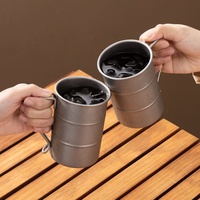Mug en acier inoxydable pour l'extérieur, 380 ml/500 ml, style industriel or/argent, qualité alimentaire, tasse à café/bière avec poignée pour le camping