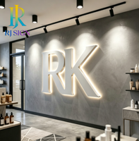 Enseignes LED lumineuses Halo personnalisées, lettres 3D en acier inoxydable illuminées, signalétique publicitaire pour l'image de marque d'entreprise sur mur