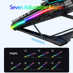 Portable 5 ventilateurs coussin de refroidissement pour ordinateur portable robuste <span class=keywords><strong>17</strong></span> <span class=keywords><strong>pouces</strong></span> écran LCD 2 ports USB lumière rvb jeu <span class=keywords><strong>PC</strong></span> ordinateur portable refroidisseur Pad - Product Image 6