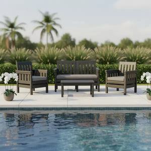 Juego de Muebles de Jardín de Mimbre Moderno de 4 Piezas de Grado Comercial Premium con Cojines Gruesos y Suaves para Patio Trasero - Product Image 3