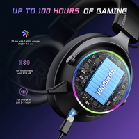 Casque de jeu sans fil RGB à éclairage sur les oreilles, son surround, basses profondes, avec micro pour PC Gamer