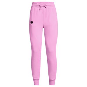 Women's Pink <b>High</b> <b>Waist</b> Jogger Pants <b>Elastic</b> Drawstring Cuffed Bottom Sporty Fleece <b>Trousers</b> - Product Image 1