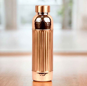 Bouteille d'eau de luxe en cuivre pur, écologique, corps brun patiné, base en cuivre martelé, anti-fuite, bouteille ayurvédique pour la santé, pour la maison - Product Image 3