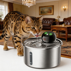 inoxydable de Intelligent automatique sans pompe à eau sans fil capteur de fontaine d'eau pour animaux de compagnie - Product Image 1