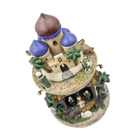 Figurine de château de la Nativité à deux niveaux en résine avec lumières LED et musique, décoration de Noël rotative