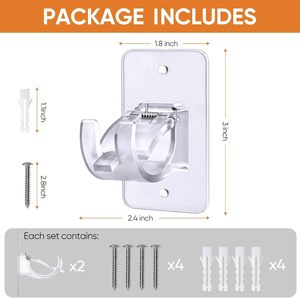 2 Paket Braket Tiang Gorden Tanpa Bor Perekat Tempel Tanpa Pengeboran Gantungan Tiang Gorden Tanpa Paku - Product Image 6