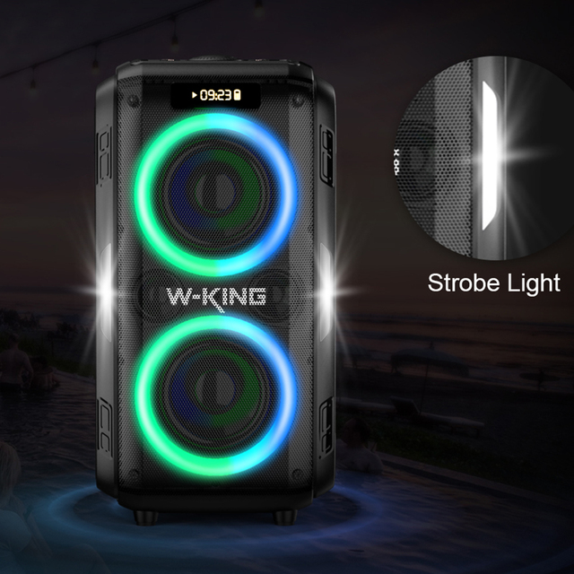 120W W-KING Strobe Party Bluetooth Speaker with Microphone and Large Battery