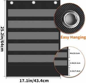 Tablero de Pared Negro de 5 Bolsillos (25.2x17 Pulgadas) de Poliéster No Tejido y PVC para Niños, para Aprender el Alfabeto, Personalizable - Product Image 4