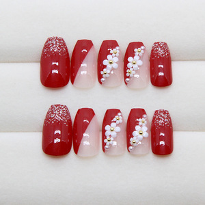 Faux ongles à presser en gros, style <span class=keywords><strong>Queen</strong></span>, pour une couverture complète des doigts, longueur <span class=keywords><strong>courte</strong></span>, en acrylique, avec colle, design cercueil pré-dessiné - Product Image 2