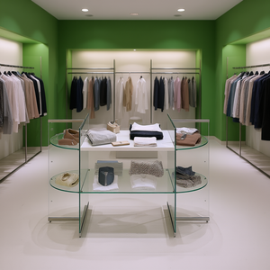 Modular Showcases Double Sided Central Composition 180x80x H 100 Glossy White <b>Display</b> <b>Racks</b> - Product Image 3