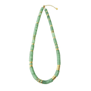 Kalung Batu Alam Bohemian untuk Wanita Perhiasan Fashion Rantai Baja Tahan Karat Batu Permata Alami Kalung Manik-Manik Mungil Hadiah - Product Image 3