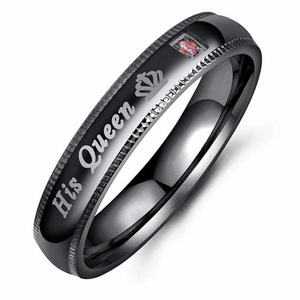 En gros Son Roi Sa Reine Couple Amoureux Humeur Bande Gravé Ovale Coupe Zircon En Acier Inoxydable Romantique Unisexe Anneaux - Product Image 4
