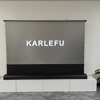 Layar Proyeksi Gulung Otomatis Karlefu Electric Fresnel ALR Cinema Grey PET 16:9 100 inci 2.8 Gain dengan Tegangan Tab Motorized