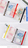 Bolsillos de carpeta de 6 anillas con cremallera de varios tamaños de PVC transparente para planificadores A5/A6/A7 Sobres de efectivo y almacenamiento de documentos