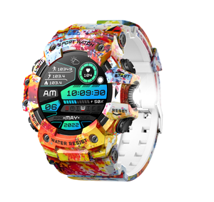 DF LC21 Unisex Outdoor Survival Sports <b>Watch</b> Dual Screen Analog Digital Square Steel AMOLED Display IP68 <b>Waterproof</b> - Product Image 2