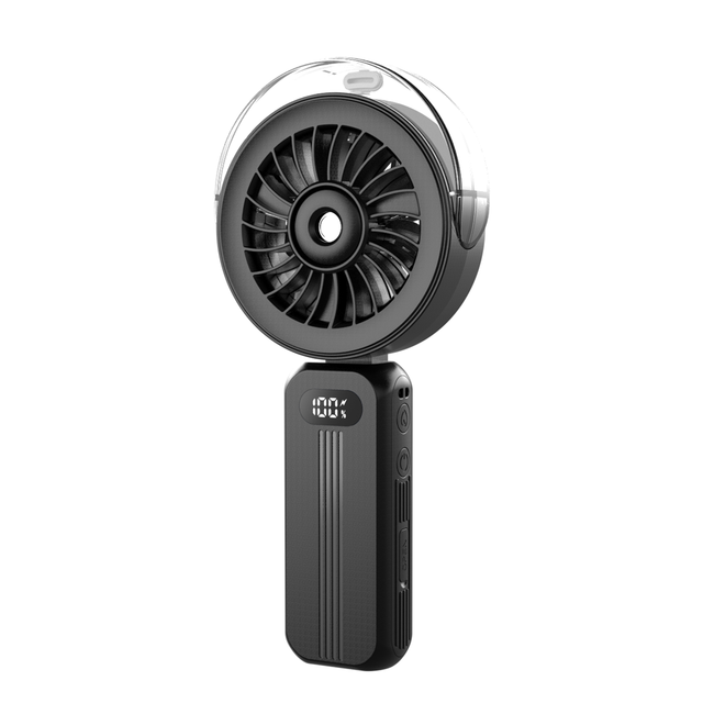 Portable Rechargeable Folding USB Mini Fan Digital Display High-Speed Handheld Water Mist Fan for Household Car Use Battery